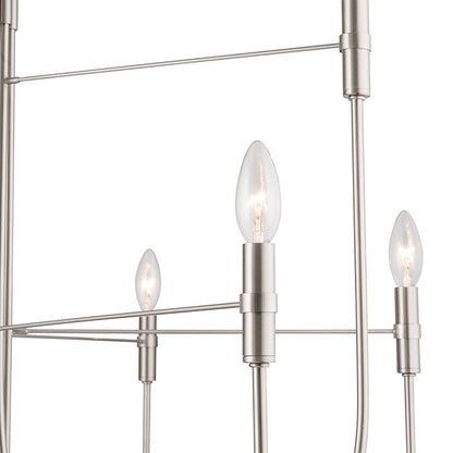 Artcraft Foundry 9 Light Chandelier, Brushed Nickel