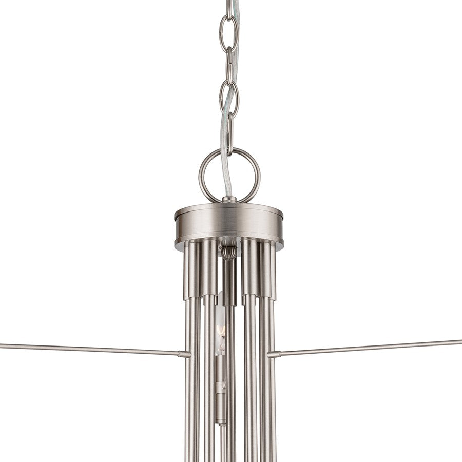 Artcraft Foundry 9 Light Chandelier, Brushed Nickel
