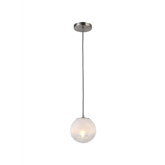 Artcraft Moonlight 1 Light Pendant, Satin Nickel/White/Clear - AC12241SN