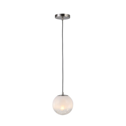 Artcraft Moonlight 1 Light Pendant, Satin Nickel/White/Clear