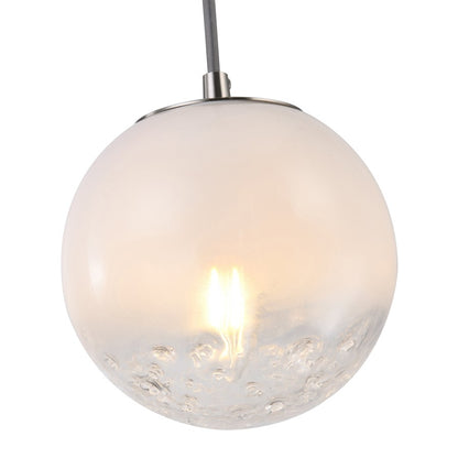 Artcraft Moonlight 1 Light Pendant, Satin Nickel/White/Clear