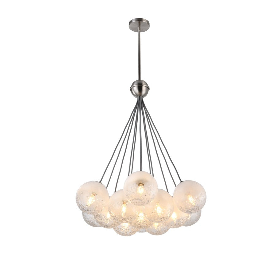 Artcraft Moonlight 12 Light Pendant, Satin Nickel/White/Clear - AC12242SN