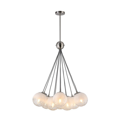 Artcraft Moonlight 12 Light Pendant, Satin Nickel/White/Clear