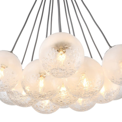 Artcraft Moonlight 12 Light Pendant, Satin Nickel/White/Clear