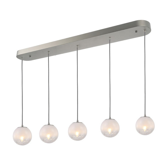 Artcraft Moonlight 5 Light Pendant, Satin Nickel/White/Clear - AC12245SN