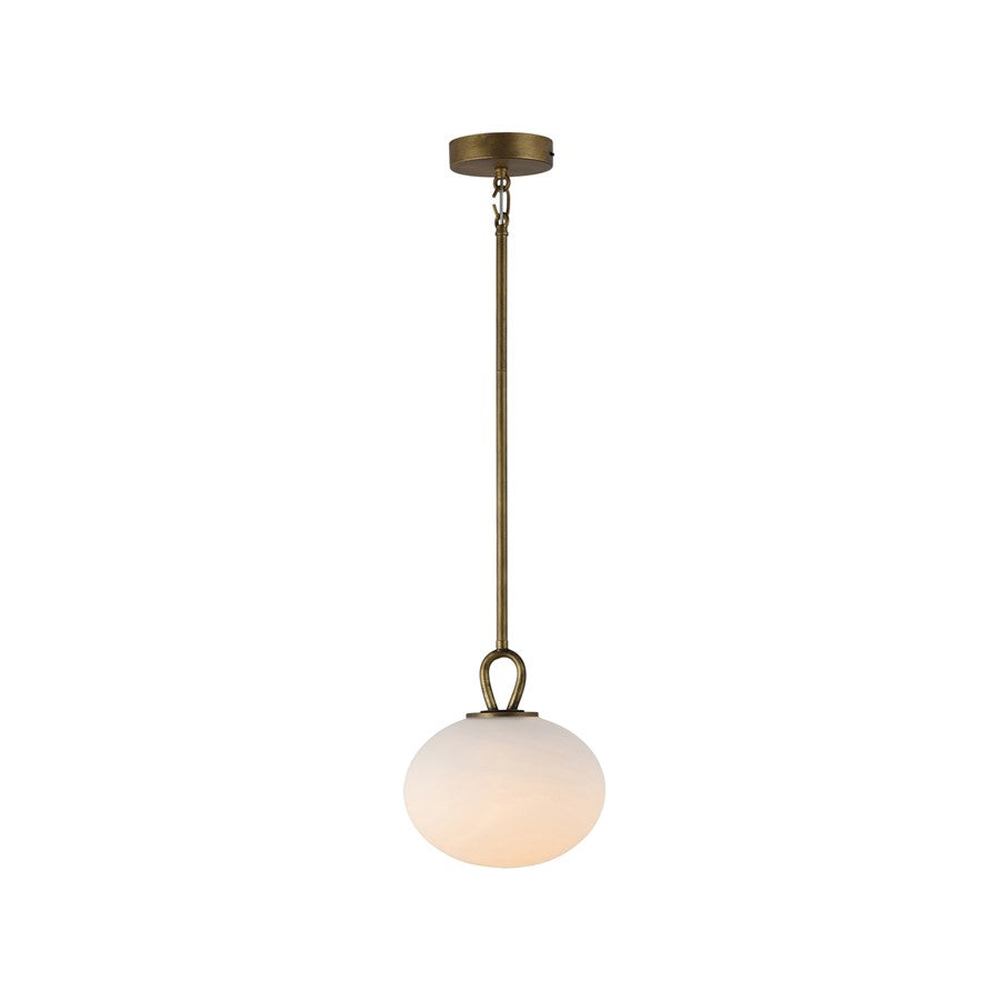 Artcraft Velora 1Lt LED Pendant, Legacy Brass/White Swirl - AC12250LB