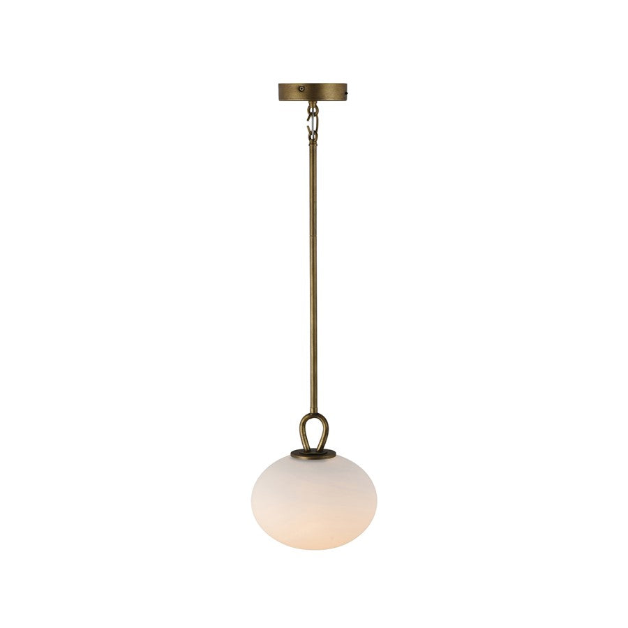 Artcraft Velora 1Lt LED Pendant, Legacy Brass/White Swirl