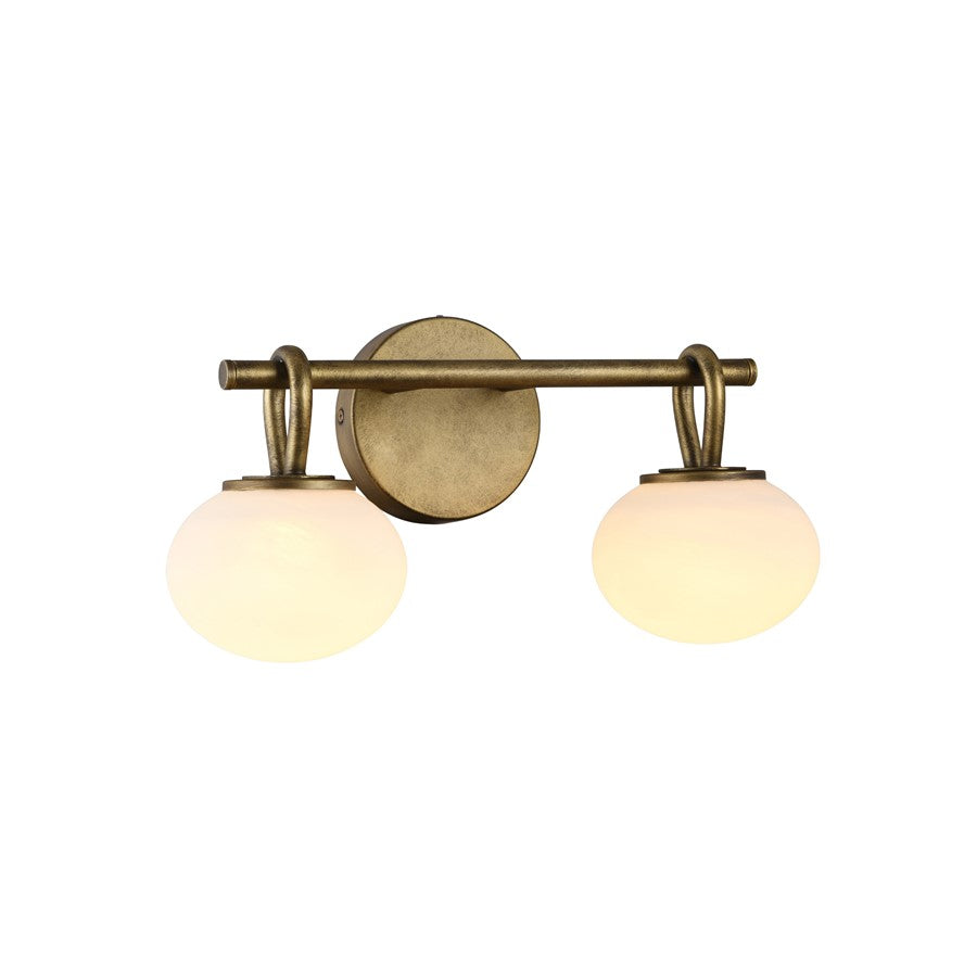 Artcraft Velora 2Lt LED Wall Sconce, Legacy Brass/White Swirl