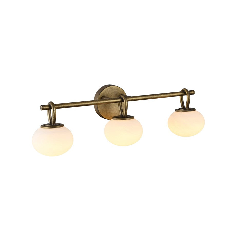 Artcraft Velora 3Lt LED Wall Sconce, Legacy Brass/White Swirl