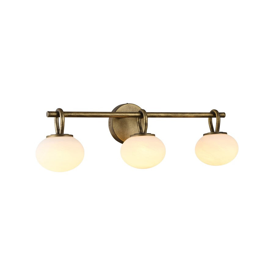 Artcraft Velora 3Lt LED Wall Sconce, Legacy Brass/White Swirl