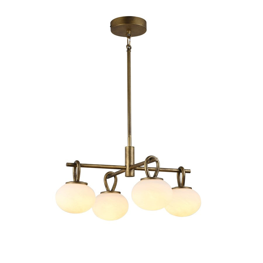 Artcraft Velora 4Lt LED 20" Pendant, Legacy Brass/White Swirl - AC12256LB