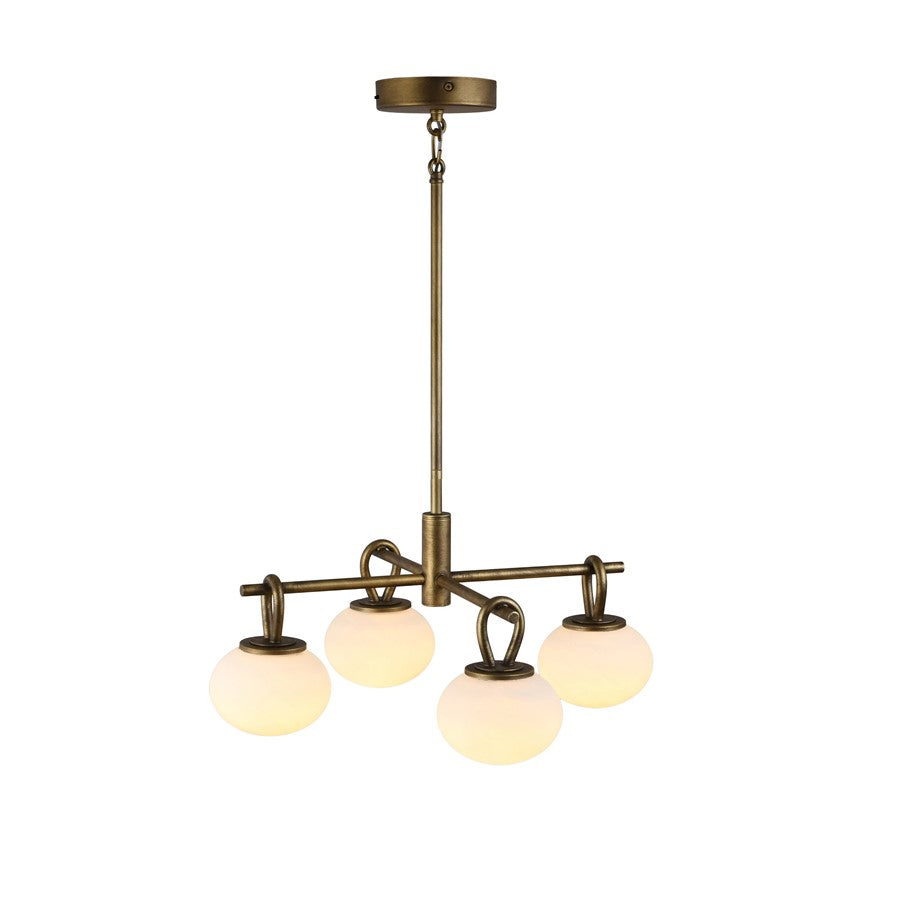 Artcraft Velora 4Lt LED 20" Pendant, Legacy Brass/White Swirl