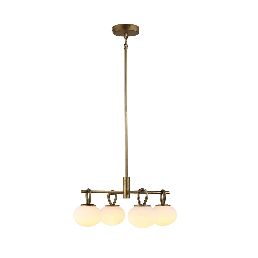 Artcraft Velora 4Lt LED 20" Pendant, Legacy Brass/White Swirl