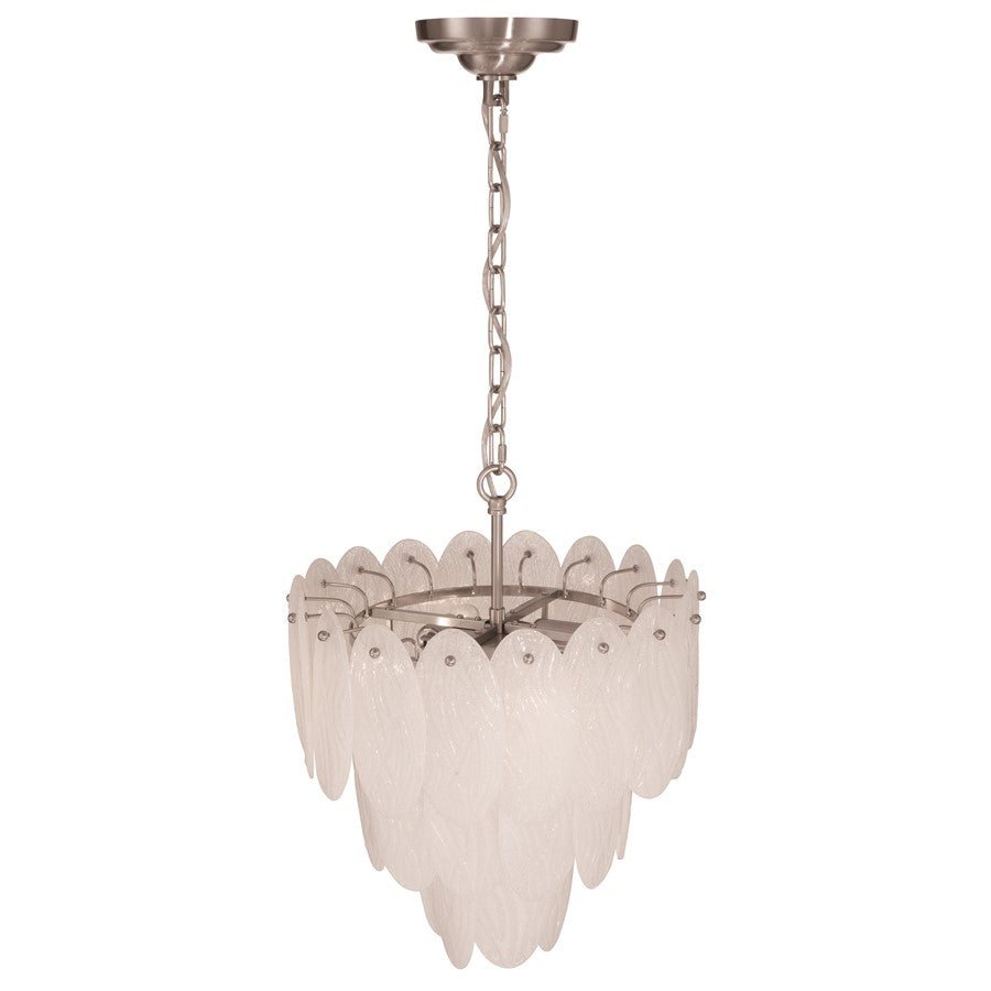 Artcraft Serena 5 Light Chandelier, Satin Nickel/White