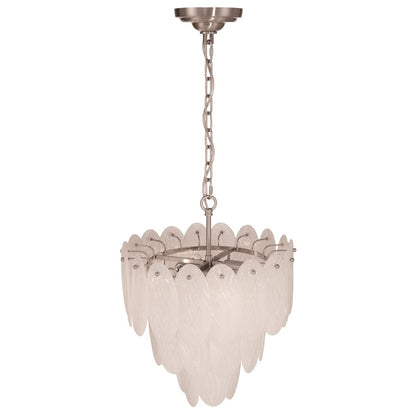 Artcraft Serena 5 Light Chandelier, Satin Nickel/White