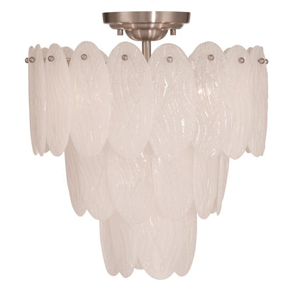 Artcraft Serena 5 Light Chandelier, Satin Nickel/White