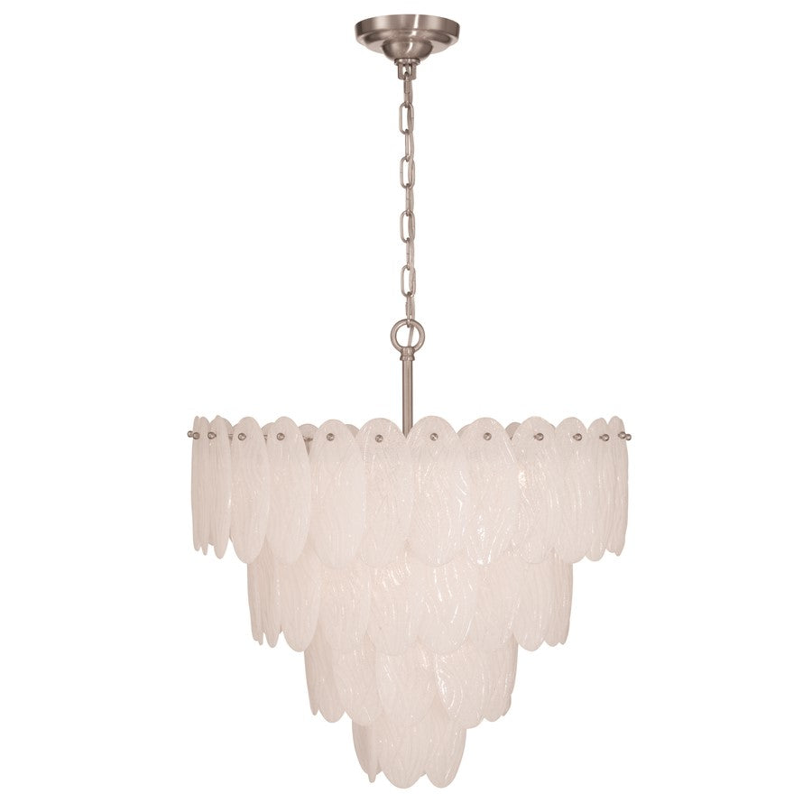 Artcraft Serena 13 Light Chandelier, Satin Nickel/White