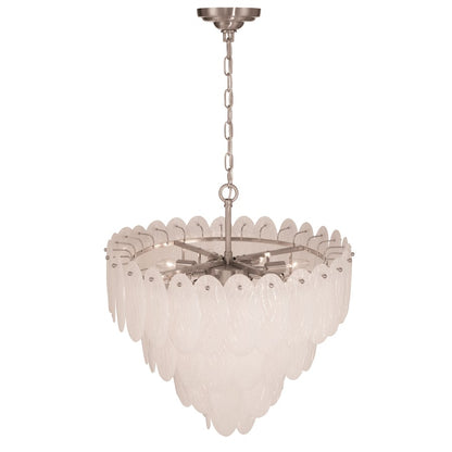 Artcraft Serena 13 Light Chandelier, Satin Nickel/White