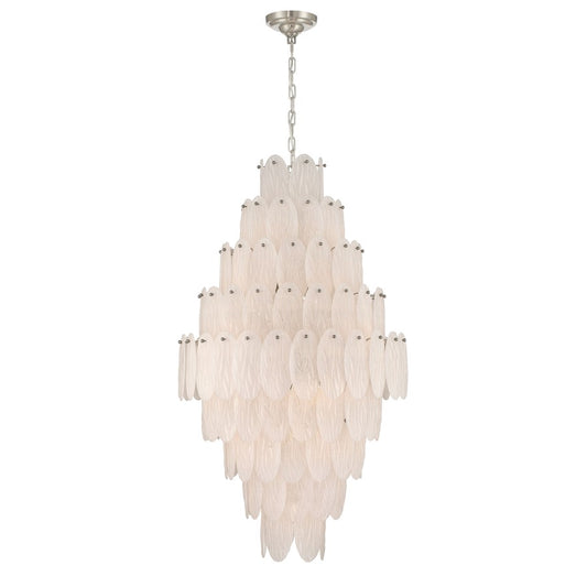 Artcraft Serena 19 Light Chandelier, Satin Nickel/White - AC12263SN