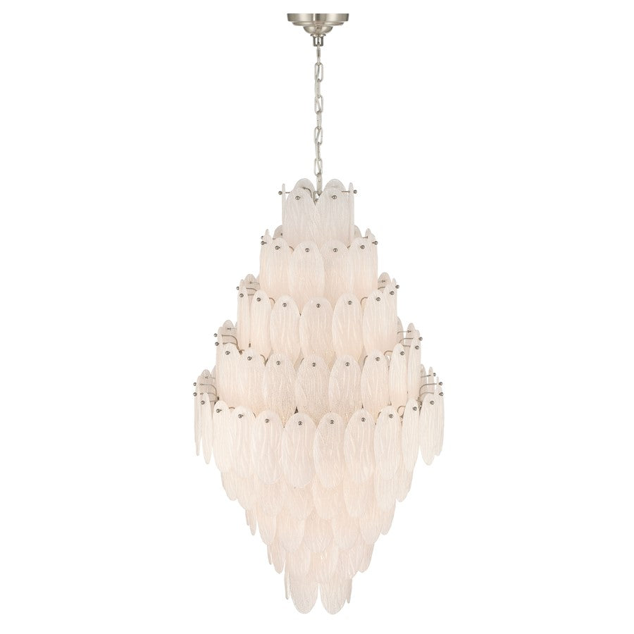Artcraft Serena 19 Light Chandelier, Satin Nickel/White