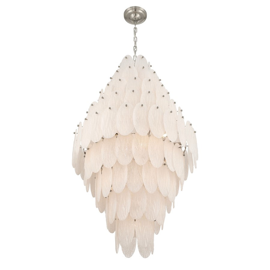 Artcraft Serena 19 Light Chandelier, Satin Nickel/White