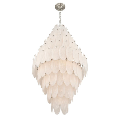 Artcraft Serena 19 Light Chandelier, Satin Nickel/White