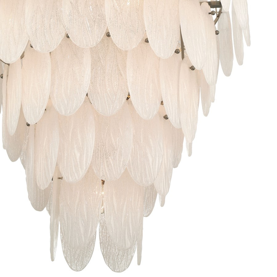 Artcraft Serena 19 Light Chandelier, Satin Nickel/White