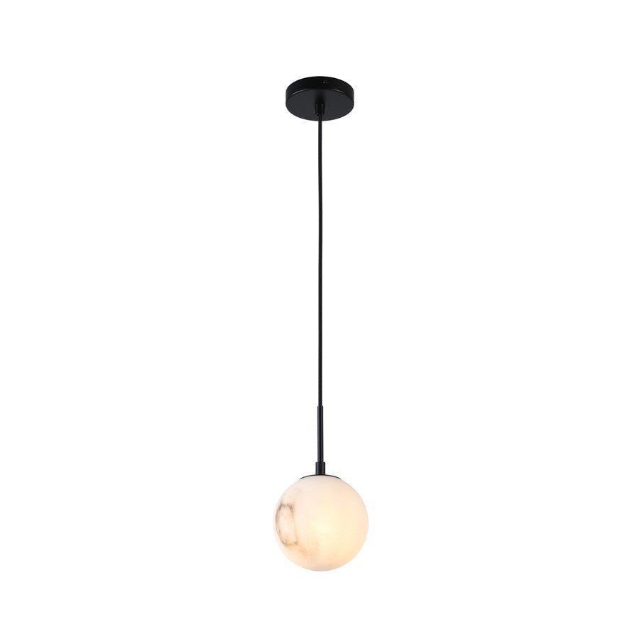 Artcraft Nightfall 1 Light Pendant, Black/White Swirl - AC12280BK