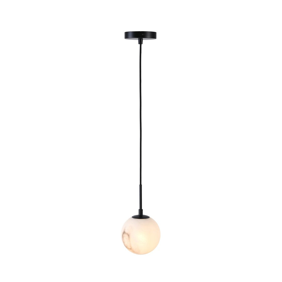 Artcraft Nightfall 1 Light Pendant, Black/White Swirl