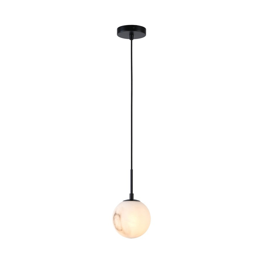 Artcraft Nightfall 1 Light Pendant, Black/White Swirl