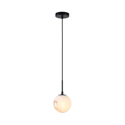 Artcraft Nightfall 1 Light Pendant, Black/White Swirl