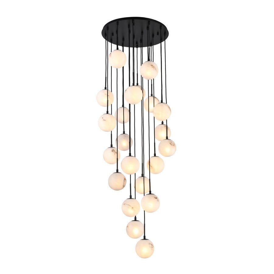 Artcraft Nightfall 21 Light Pendant, Black/White Swirl - AC12281BK