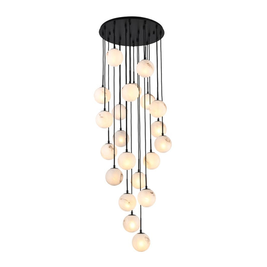 Artcraft Nightfall 21 Light Pendant, Black/White Swirl - AC12281BK