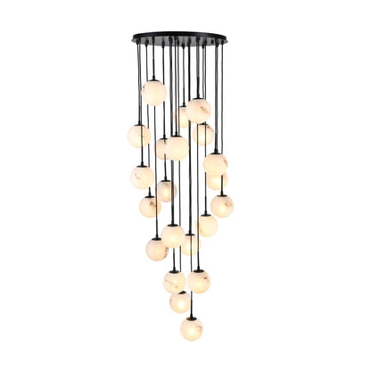 Artcraft Nightfall 21 Light Pendant, Black/White Swirl