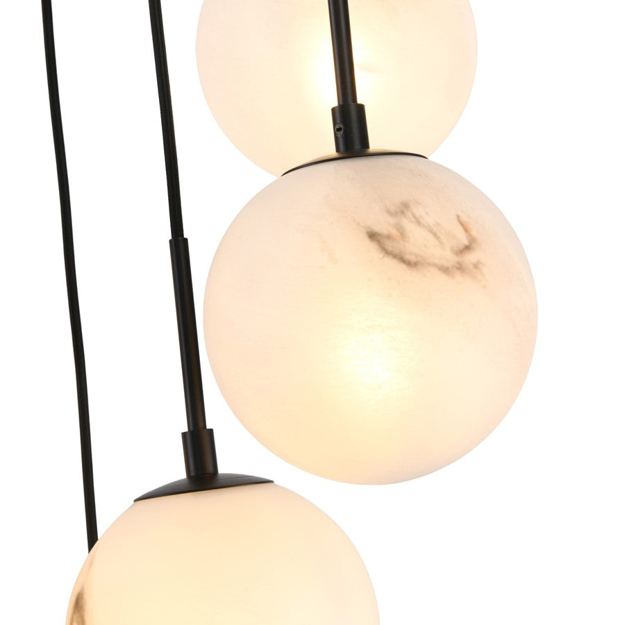Artcraft Nightfall 21 Light Pendant, Black/White Swirl