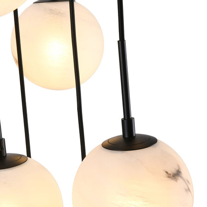 Artcraft Nightfall 21 Light Pendant, Black/White Swirl