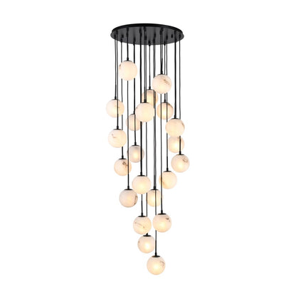 Artcraft Nightfall 21 Light Pendant, Black/White Swirl