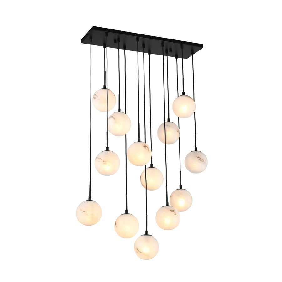 Artcraft Nightfall 13 Light Pendant, Black/White Swirl - AC12283BK