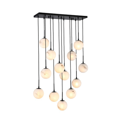 Artcraft Nightfall 13 Light Pendant, Black/White Swirl