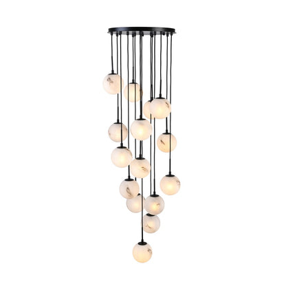 Artcraft Nightfall 15 Light Pendant, Black/White Swirl