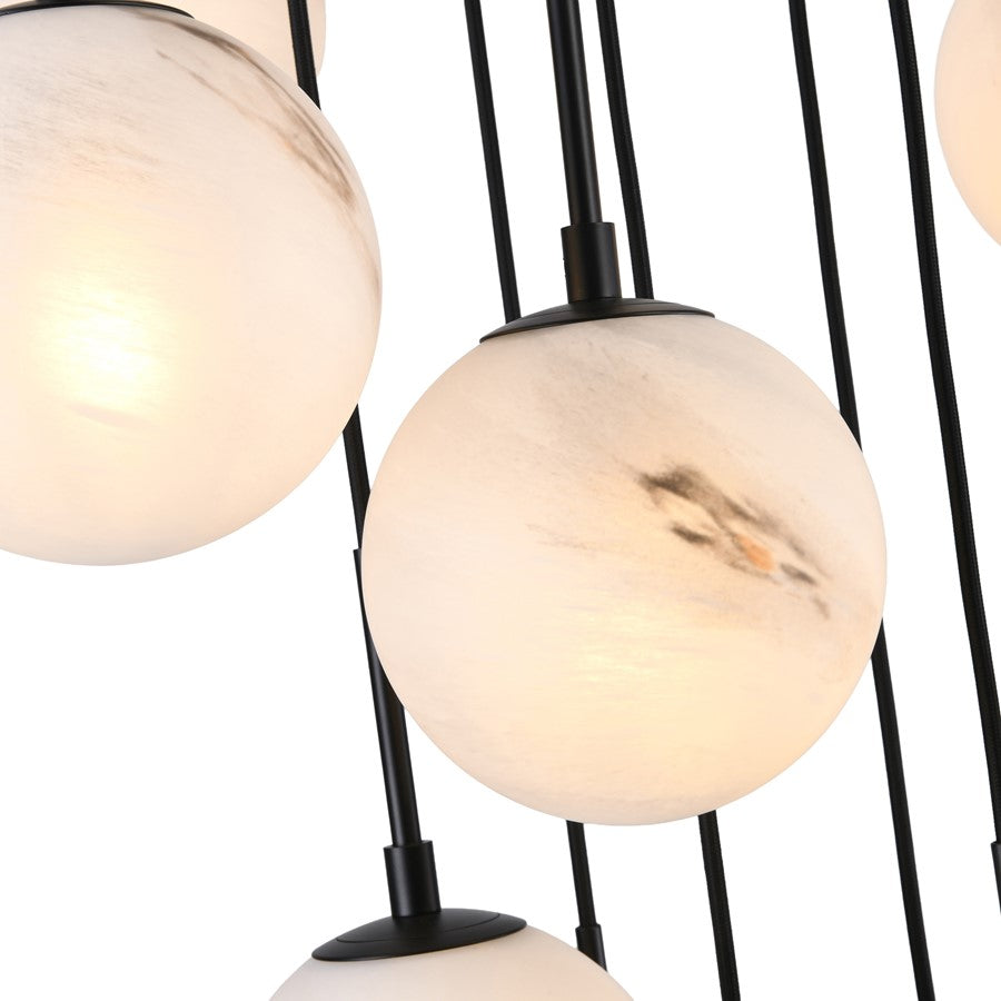 Artcraft Nightfall 15 Light Pendant, Black/White Swirl
