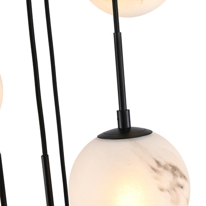 Artcraft Nightfall 15 Light Pendant, Black/White Swirl
