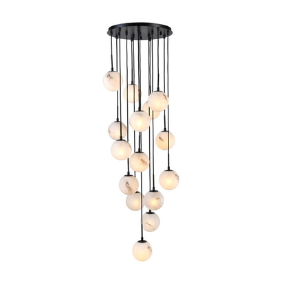Artcraft Nightfall 15 Light Pendant, Black/White Swirl