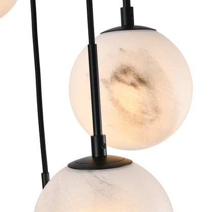 Artcraft Nightfall 7 Light Pendant, Black/White Swirl