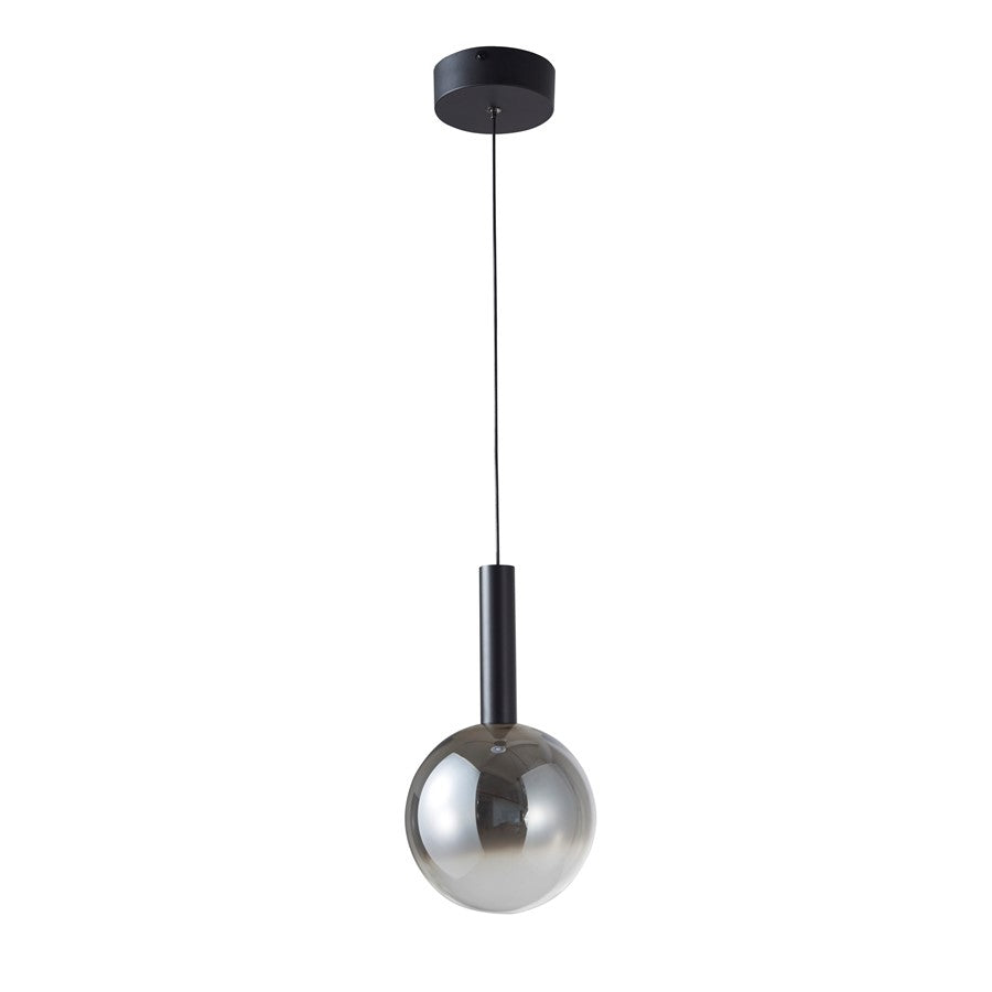 Artcraft Modella 1Lt LED Pendant, Black/Ombre Smoke/Clear