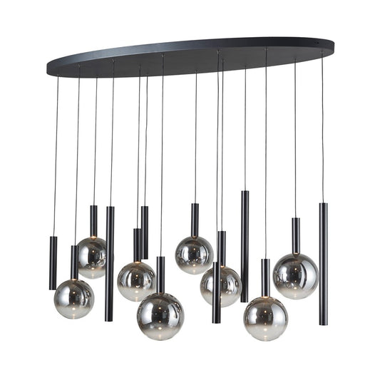 Artcraft Modella 14Lt LED Pendant, Black/Ombre Smoke/Clear - AC5004BK