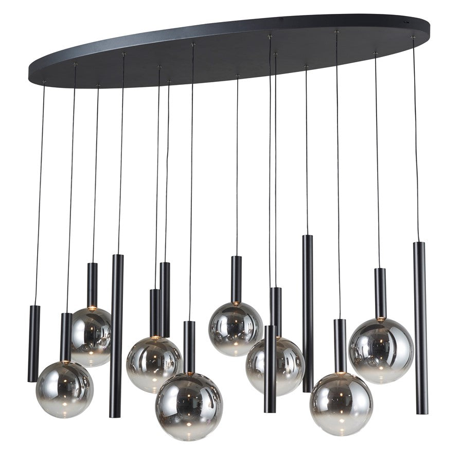 Artcraft Modella 14Lt LED Pendant, Black/Ombre Smoke/Clear