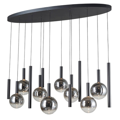 Artcraft Modella 14Lt LED Pendant, Black/Ombre Smoke/Clear