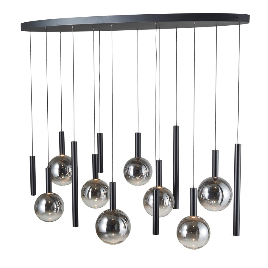 Artcraft Modella 14Lt LED Pendant, Black/Ombre Smoke/Clear
