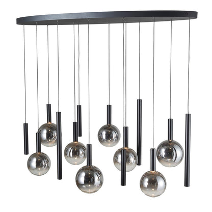 Artcraft Modella 14Lt LED Pendant, Black/Ombre Smoke/Clear